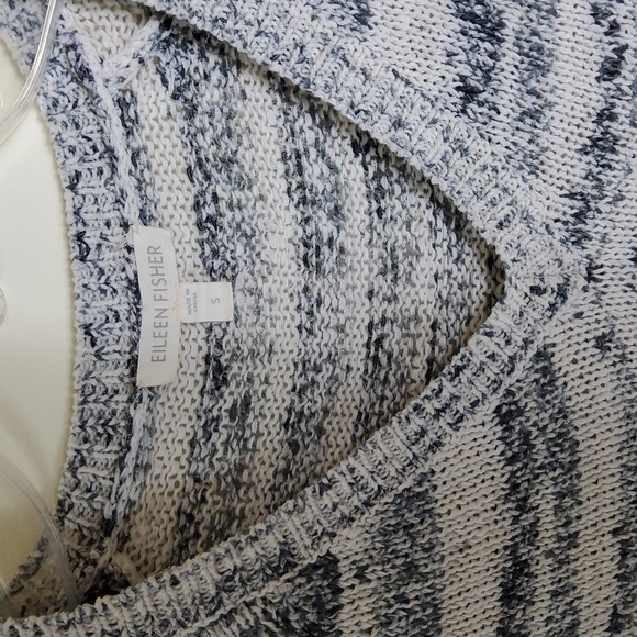 Eileen Fisher Gray  & Cream Knit Long Sleeve Sweater Size S - Picture 2 of 4